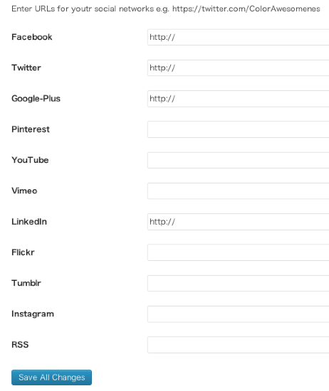 写真ブログ用の無料WordPressテーマ「Travelify」のソーシャルリンクの設定方法