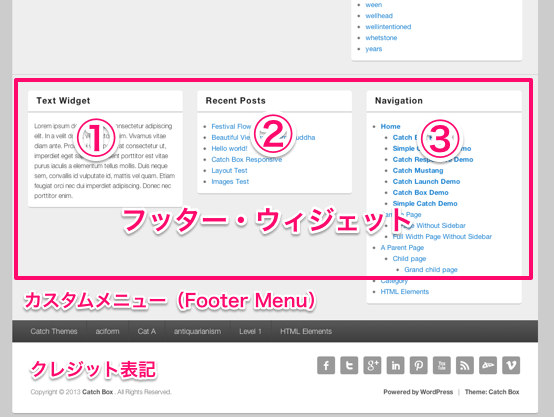 ブログやwebマガジン用の無料WordPressテーマ「catchbox」のトップページ下部のデザイン