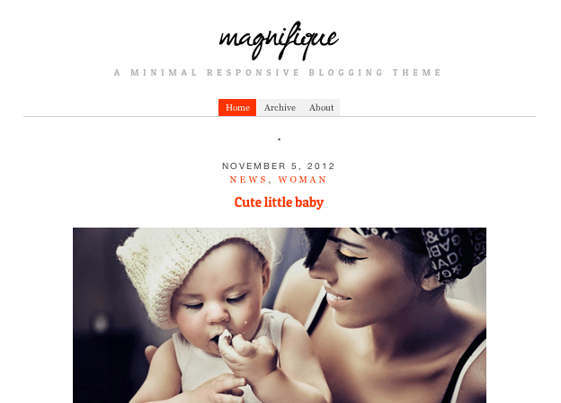 ブログ用の無料WordPressテーマ「Magnifique」のトップページイメージ