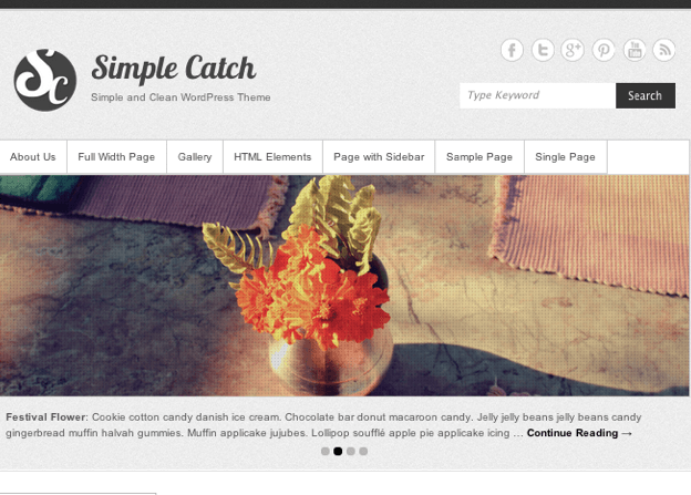 ブログやビジネス用の無料WordPressテーマ「simplecatch」のトップページイメージ