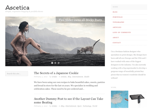 ３カラム文章中心のシンプルブログに最適な無料テーマ「Ascetica」