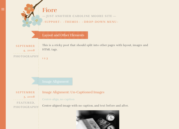 ブログ用の無料WordPressテーマ「fiore」のトップページイメージ