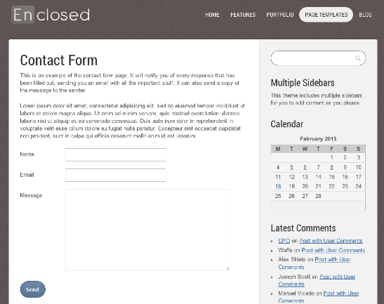 ビジネスやポートフォリオサイト用の無料WordPressテーマ「enclosed」の固定ページのデザイン3