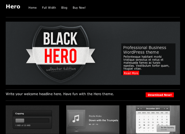ビジネス用の無料WordPressテーマ「hero」のトップページイメージ