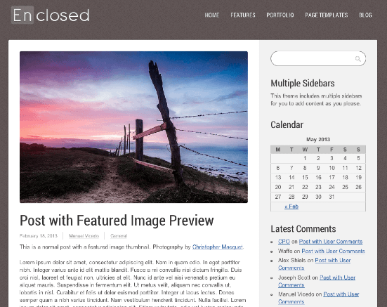 ビジネスやポートフォリオサイト用の無料WordPressテーマ「enclosed」の投稿ページデザイン2