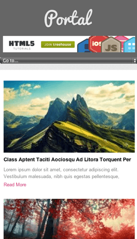 ブログ-ポータル用の無料WordPressテーマ「Portal」のレスポンシブWebデザインの様子
