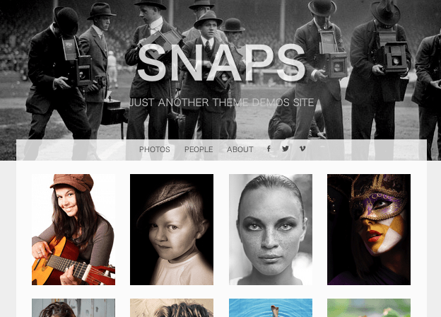 ポートフォリオ用の無料WordPressテーマ「snaps」のトップページイメージ