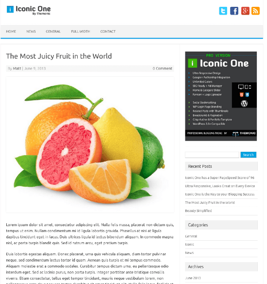 ビジネス-ブログ用の無料WordPressテーマ「Iconic-One」の投稿ページデザイン