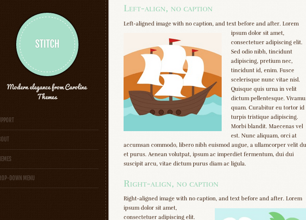 シンプルなタンブラー風ブログ用の無料WordPressテーマ「stitch」のトップページイメージ