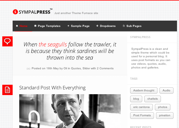 ブログ用の無料WordPressテーマ「sympalpress」のトップページイメージ
