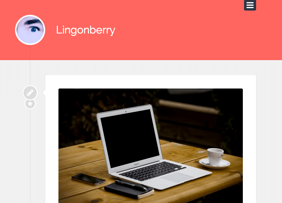 個人ブログや日記用の無料WordPressテーマ「Lingonberry」のトップページイメージ
